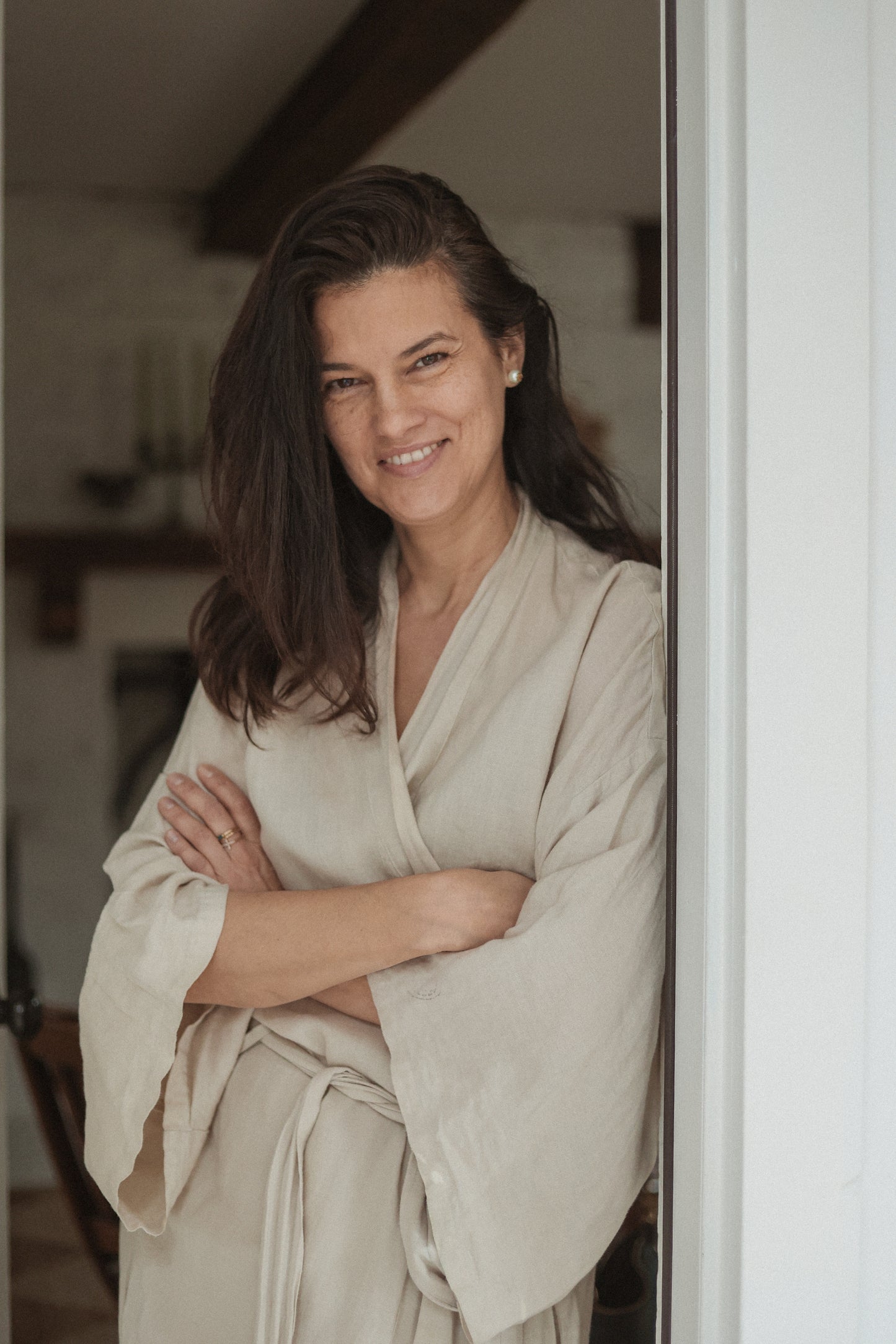 KIMONO STYLE FULL LENGTH LINEN ROBE